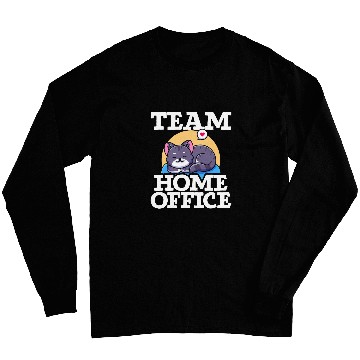 Discover Team homesoffice Computer Cat Lover Remotely Worker Long Sleeves