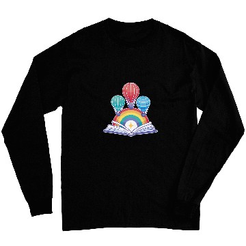 Discover Open Book With Hot Air Balloons Rainbows Long Sleeves