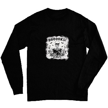 Discover Skeletons Reading Book Halloween Tees Teacher Library Reading Long Sleeves