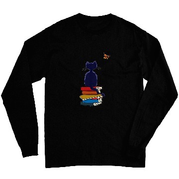 Discover reading book cat book and tea lover Long Sleeves