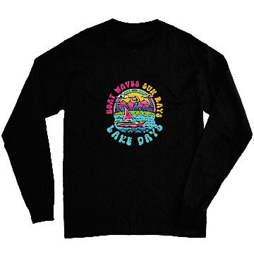 Discover Boat Waves Sun Rays Lake Days Funny Summer Beach Vacation 8 Long Sleeves