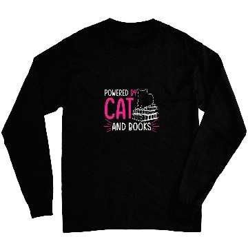 Discover Powered by Cat and Books Gift Long Sleeves