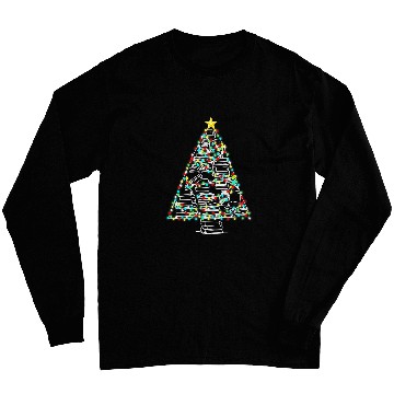 Discover book christmas tree book reading lovers chritmas Long Sleeves