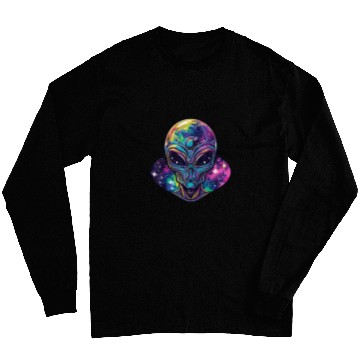 Discover Alien Head Ufo psychedelicss Alien Galaxy Trippy Space Long Sleeves