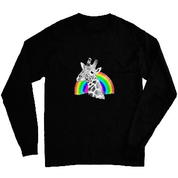 Discover Giraffe with Rainbow as Drawing Wild Animal in Africa Long Sleeves