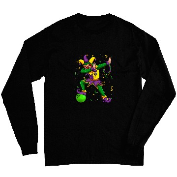 Discover Dabbingss Jester Bowling Ball Mardi Gras Fat Tuesday Parade Long Sleeves