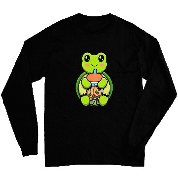 Discover Bubble Milk Tea Turtle Cute Turtle Drinking Boba Milk Tea 1 Long Sleeves