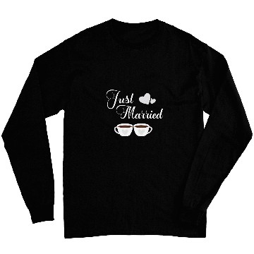 Discover Just Married Coffee Couples Wedding Honeymoon Bound Long Sleeves
