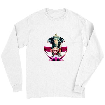 Discover Elephant monkey pop art funny aircraft airplane pilot monkey Long Sleeves