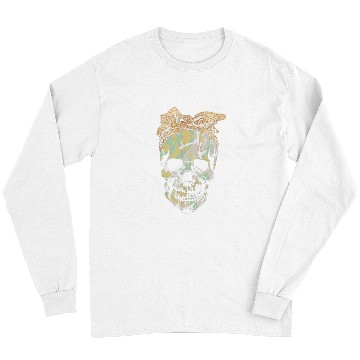 Discover Skeletons Skulls Camouflage Skull Leopard Bandana Skull Long Sleeves