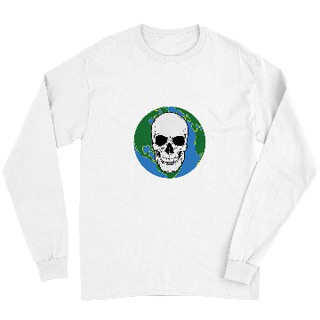 Discover Skeletons Skulls Planet Earth Background with Skull Long Sleeves