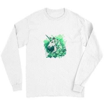 Discover Fantasy Green Clovers Unicorns Design For St Patricks Day Long Sleeves