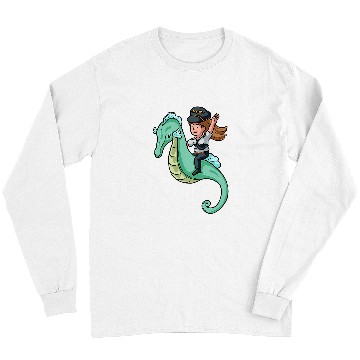 Discover Seahorse Pilot Riding Fantasy Flight Crew Pilot Aviation Long Sleeves
