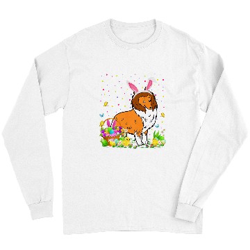 Discover Easter Collie Dog Bunny Egg Hunting Collie Easter Sunday Long Sleeves