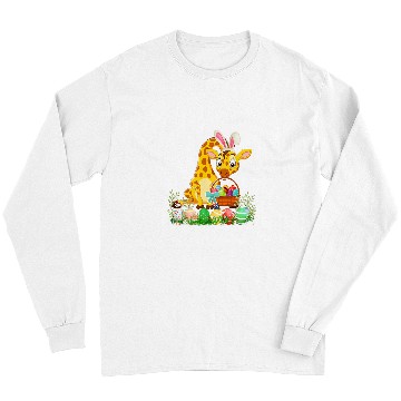 Discover Happy Easter Bunny Giraffe Holding Easter Egg Basket Long Sleeves