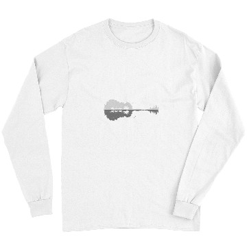 Discover Funny Guitar landscape skyline reflection trees city grey Long Sleeves