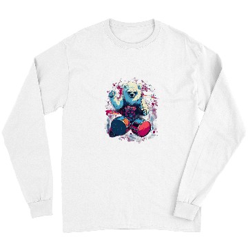 Discover Funny Drummer Rocker Drumming Polar Bear Drummer Long Sleeves