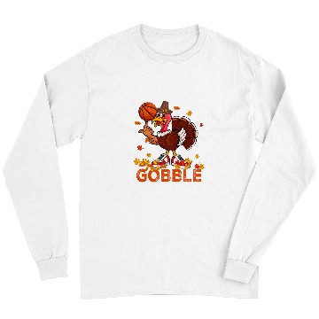 Discover Sport Basketball Vintage Gobble Thanksgiving Turkey Playing Basketball Player Long Sleeves