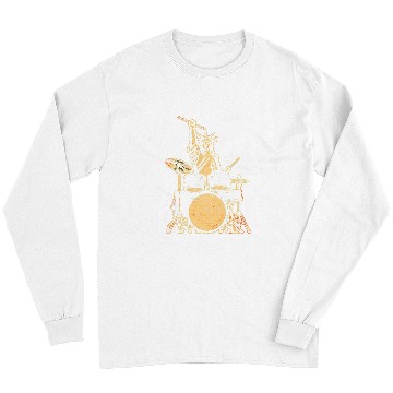 Discover Funny Drummer Statue of Liberty Playing Drums Music Long Sleeves