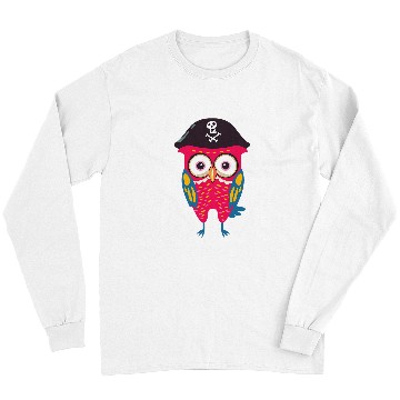 Discover Colorful Cute Owl Funny Pirate hat Long Sleeves