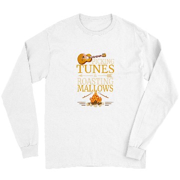 Discover Funny Guitar Picking Tunes Roasting Mallows Classic Guitar Marshmallow Long Sleeves
