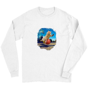 Discover Funny Basketball Maine Coon Cat Playing Long Sleeves