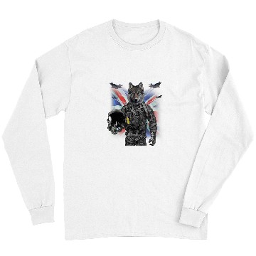 Discover Coyote Mammal as Fighter Jet Pilot Union Jack Long Sleeves