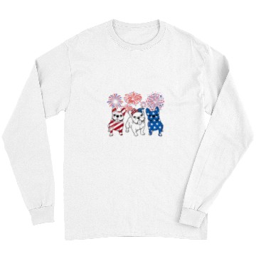 Discover French Bulldog Pet American Flag Frenchie 4th Of July Firework Long Sleeves