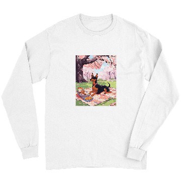 Discover Miniature Pinscher Pet Cherry Blossom Funny Dog Picnic Long Sleeves