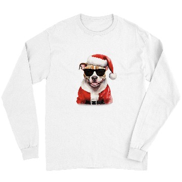 Discover Pitbull Pet Terrier Watercolor Painting Santa Christmas Long Sleeves