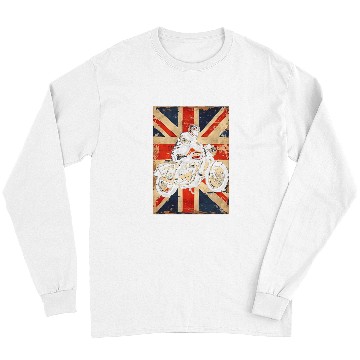 Discover Retro UK Flag Motorcycle Biker on vintages Union Jack Long Sleeves