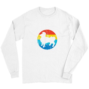 Discover Papillon Pet Breed Silhouette Retro 1970s Circle 3 Long Sleeves