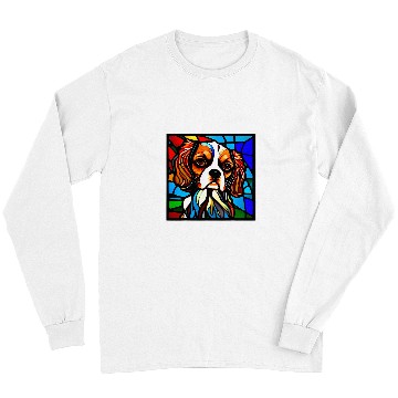 Discover Cavalier Pet King Charles Spaniel Stained Glass Pop Art 5 Long Sleeves