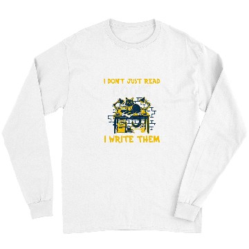 Discover Book Author Reading Book And Writing Book Plot Writer Long Sleeves