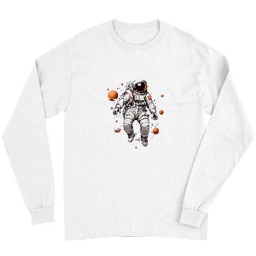 Discover Astronaut Floating In Space Solar System Stars Planets 4 Long Sleeves