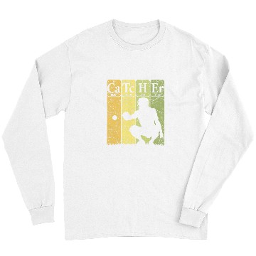 Discover Sport Baseball Periodic Table Elements Nerd Baseball Catcher Retro 2 Long Sleeves