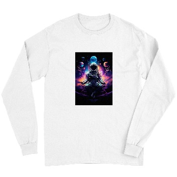Discover Astronaut In Lotus Pose Holding Space Objects Long Sleeves