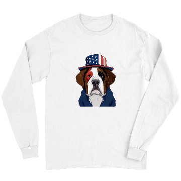 Discover Saint Bernard with USA Flag American Independence Day Long Sleeves