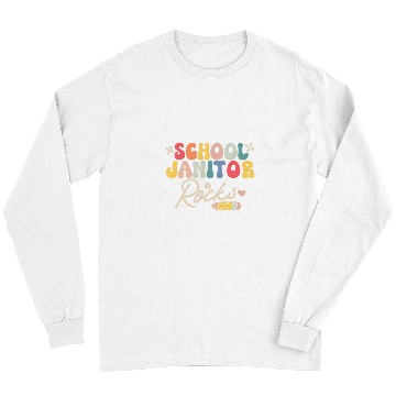 Discover School Janitor Rocks Funny Back to School Groovy Long Sleeves