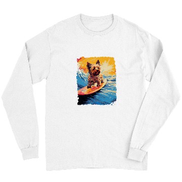 Discover Paddle Board Surfing Dog Yorkshire Terrier Long Sleeves