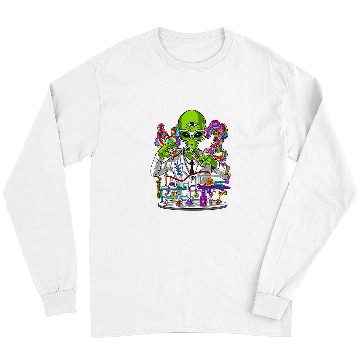 Discover Aliens UFO Space Alien Scientist psychedelics Laboratory Science Long Sleeves