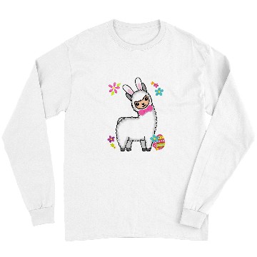 Discover Llama Pet Funny Easter Llama Alpaca With Rabbit Ears And Easter Eggs 32 Long Sleeves