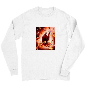 Discover Llama Pet Outer Space Cat Riding Llama Unicorns Pizza Long Sleeves