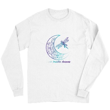 Discover suicides Prevention 988 suicides Depression Moon Dragonfly Long Sleeves