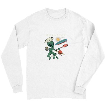 Discover Aliens UFO Funny Flat Earth Society Chef Long Sleeves