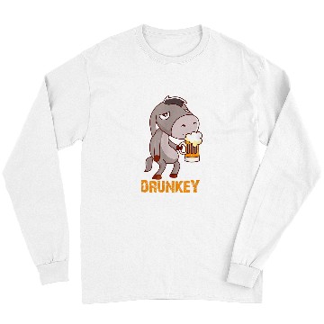 Discover Donkey Pet Drunkey Funny Donkey with Beer Alcohol Horse Mule Long Sleeves