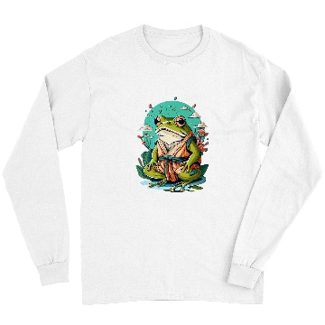Discover Frog Pet cute cottagecore frog grumpy japanese frog karate sensei Long Sleeves