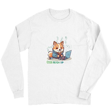 Discover Shiba Inu Pet Code Fetch Sip Repeat Coffee Binary Shiba Inu Programmer Long Sleeves