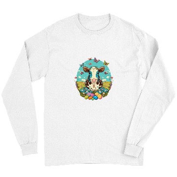 Discover Cow Pet Easter Cattle Bunny Eggs on Easter Cow Long Sleeves