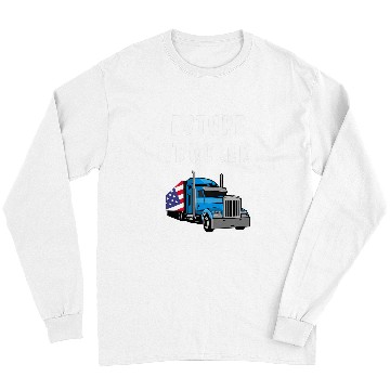 Discover Truck Fun Future Trucker Son Boys US Flag Big Rig Truck Drivers Kids Long Sleeves